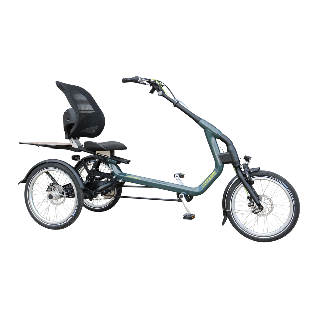 Dreirad Easy Rider Explore,  Frame size M (BBL 65-88 cm)  Spring 750 LBS (recommended between 80-110 kg body weight)  Hydraulic brake systems,  Alfine 11 gearing,  Silent Electric HT  Cube Easy Release,  Second rear light,  Bag,  Phone holder,  Fidlock Bidon
